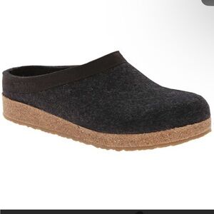 Haflinger Grizzly Wool Clogs Leather Trim